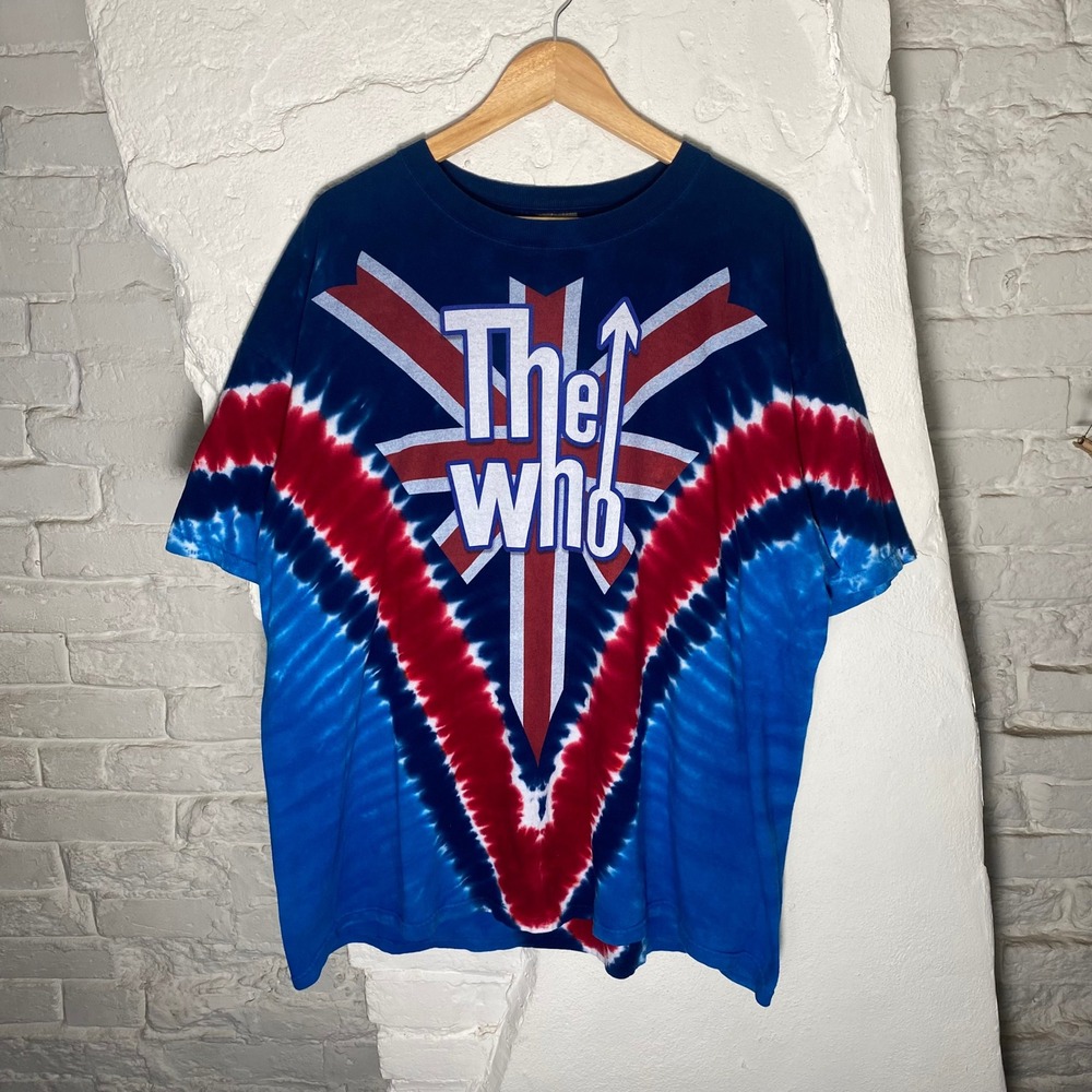 Vintage The Who Long Live Rock Liquid Blue Tie Dye Graphic‎ T-Shirt Mens XXL